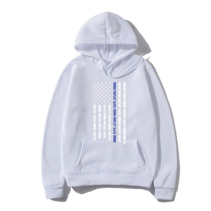 Vertical Blue Line Flag Hoodie