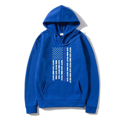 Vertical Blue Line Flag Hoodie